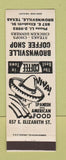 Matchbook Cover - Brownsville Coffee Shop TX Spanish Food WHITE