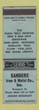 Matchbook Cover - Sanders Iron Metal Freeport IL WEAR