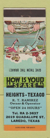 Matchbook Cover - Heights Texaco oil gas Laredo TX