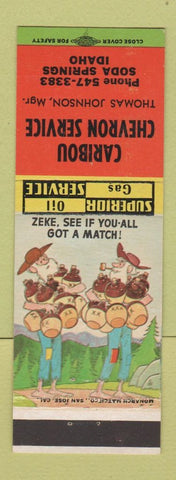 Matchbook Cover - Caribou Chevron oil gas Soda Springs ID hillbilly