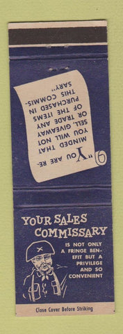 Matchbook Cover - Military Commissary Tads Huntington Station LI NY
