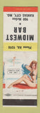 Matchbook Cover - Midwest Bar Kansas City MO pinup