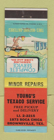 Matchbook Cover - Young's Texaco oil gas Brownsville TX