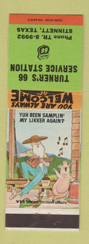 Matchbook Cover - Turner's Phillips 66 oil gas Stinnett TX hillbilly