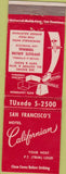 Matchbook Cover - Hotel California San Francisco CA
