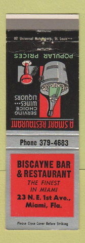 Matchbook Cover - Biscayne Bar Restaurant Miami FL
