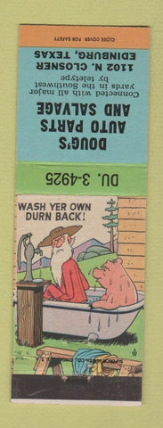 Matchbook Cover - Doug's Auto Parts Salvage Edinburg TX hillbilly