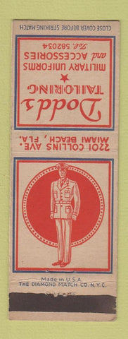 Matchbook Cover - Dodds Tailor Military Uniforms Miami Beach FL