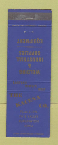 Matchbook Cover - Kacena Welding Industrial Supply Burlington IA