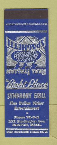 Matchbook Cover - Symphony Grill Boston MA SAMPLE