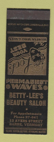 Matchbook Cover - Betty Lee's Beauty Salon Barre VT SAMPLE