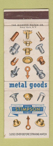 Matchbook Cover - Stimpson Fasteners Metal Goods Brooklyn NY