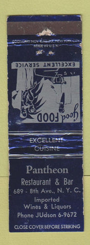 Matchbook Cover - Pantheon Restaurant Bar New York City WORN