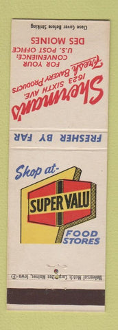 Matchbook Cover - Super Valu Food Stores Grocery Sherman's Des Moines IA