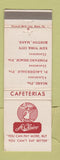 Matchbook Cover - St Clairs Cafeterias Miami Fort Lauderdale FL Boston MA