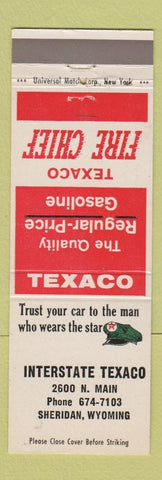 Matchbook Cover - Texaco oil gas Interstate Sheridan WY