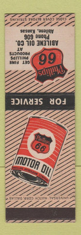 Matchbook Cover - Phillips 66 oil gas Abilene KS low phone #