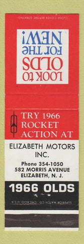 Matchbook Cover - 1966 Oldsmobile Rocket Elizabeth NJ
