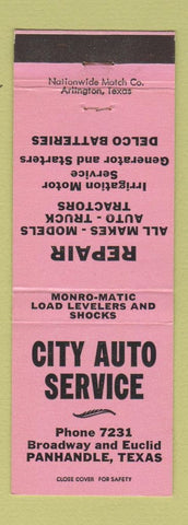 Matchbook Cover - City Auto Service Panhandle TX Delco Batteries