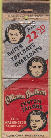 Matchbook Cover - O'Meara Bros Tailors St Louis MO WORN