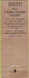 Matchbook Cover - O'Meara Bros Tailors St Louis MO WORN