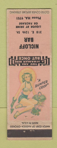 Matchbook Cover - Nicloff Bar pinup