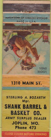 Matchbook Cover - Shank Barrel Joplin MO army surplus POOR