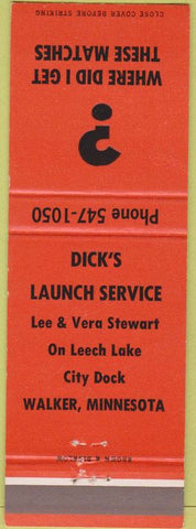 Matchbook Cover - Dick's Launch Service Walker MN