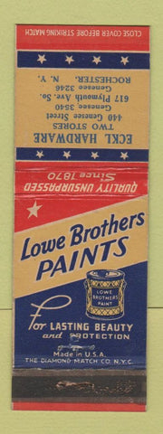 Matchbook Cover - Lowe Brothers Paint Eckl Hardware Rochester NY WEAR