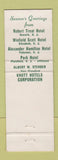 Matchbook Cover - Hotels Newark Elizabeth Paterson Plainfield NJ Christmas