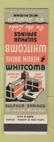 Matchbook Cover - Whitcomb Sulphur Springs Resort St Joseph MI SAMPLE