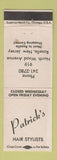Matchbook Cover - Patrick's Hair Salon Roselle NJ