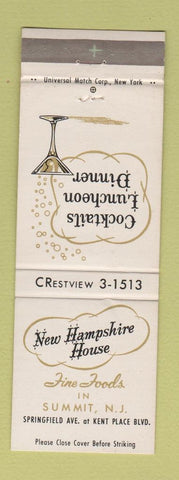 Matchbook Cover - New Hampshire House Summit NJ WEAR