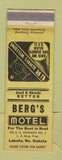 Matchbook Cover - Berg's Motel Lakota ND