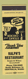 Matchbook Cover - Ralph's Restaurant Centralia WA