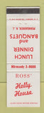 Matchbook Cover - Ross' Holly House Restaurant Pennsauken NJ