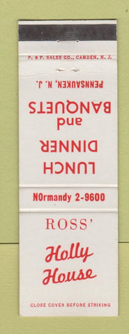 Matchbook Cover - Ross' Holly House Restaurant Pennsauken NJ