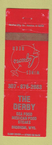 Matchbook Cover - Derby Restaurant Mexican Food Shoshoni WY WORN