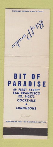 Matchbook Cover - Bit of Paradise Restaurant San Francisco CA
