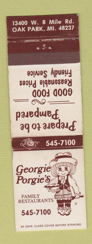 Matchbook Cover - Georgie Porgie's Family Restaurant Oak Park MI