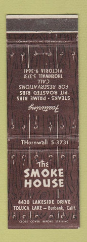 Matchbook Cover - Smoke House Restaurant Toluca Lake Burbank CA