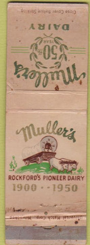 Matchbook Cover - Muller's Dairy Rockford IL POOR