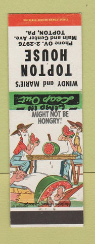 Matchbook Cover - Topton House Topton PA hillbilly