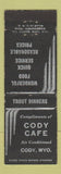 Matchbook Cover - Cody Cafe Cody WY