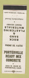 Matchbook Cover - Porterville Ready Mix Concrete Porterville CA