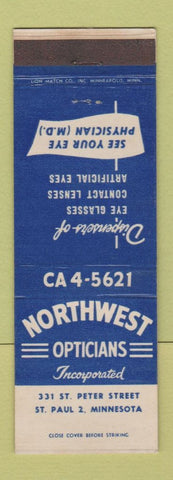 Matchbook Cover - Northwest Opticians St Paul MN
