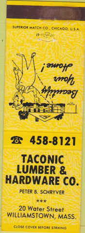 Matchbook Cover - Taconic Lumber Hardware Williamstown MA yellow