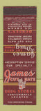 Matchbook Cover - James Drug Stores Borden's Ice Cream