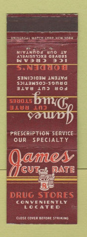 Matchbook Cover - James Drug Stores Borden's Ice Cream