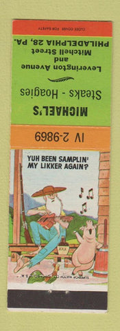 Matchbook Cover - Michael's Steaks Hoagies Philadelphia PA hillbilly